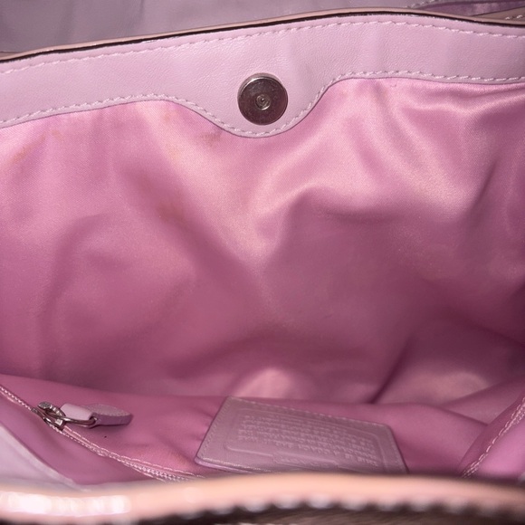 Coach Signature Monogram Blush and Beige Shoulder Bag - Picture 12 of 16